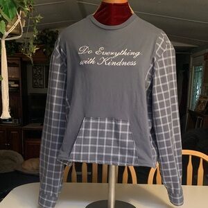 Upcycled Graphic Tee conversion with Men’s Shirt.